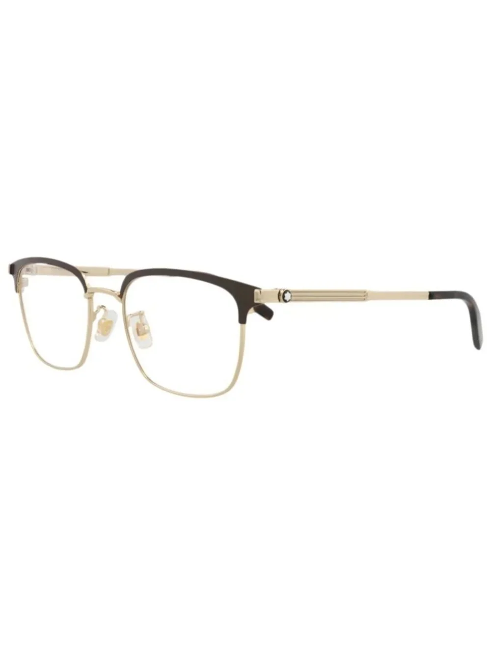 New Montblanc Women's Eyeglasses Square Rectangle Metal Frame Mens Gold Gold